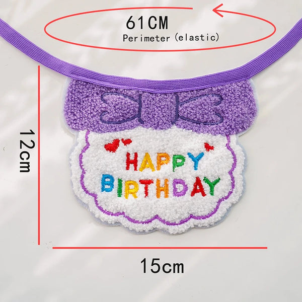 1pc Pet Bib Cats Dogs Burp Cloth Birthday Embroidery Cute Colorful Pets Supplies Bandana Party Clothing Dress Accessories TMZ