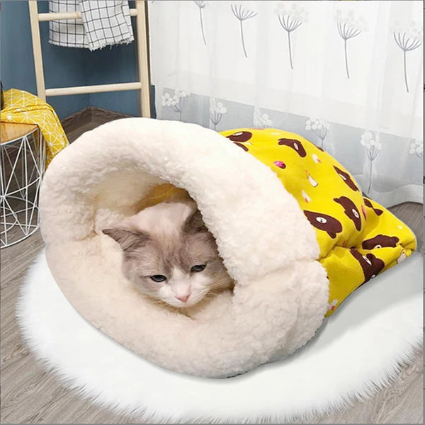 Comfortable Cat Sleeping Bag Soft Cat Bed Warm Closed Cat Bed Funny Tunnel Pet Nest Lovely Nest for Cats 2.5-7kg Pet Supplies