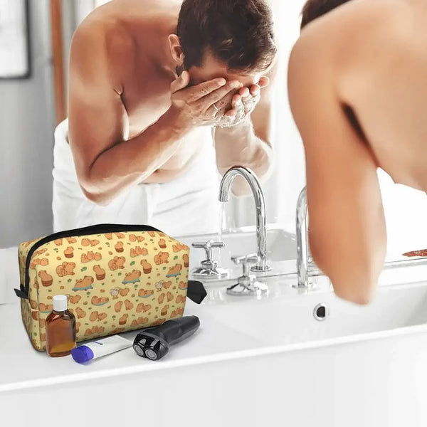Custom Capybaras In Green Pet Travel Cosmetic Bag Women Capybara Makeup Toiletry Organizer Lady Beauty Storage Dopp Kit