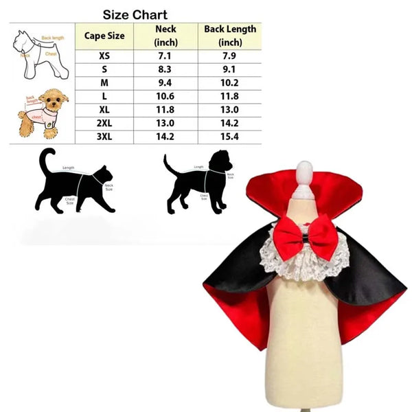 Pet Halloween Vampire Cape for Small or Medium Dogs