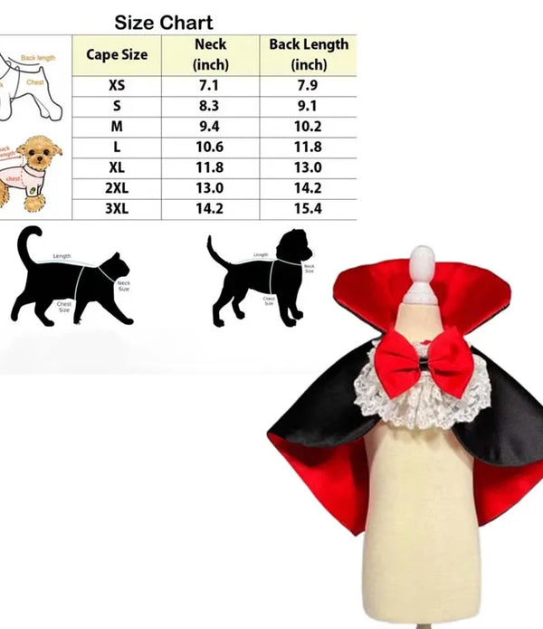 Pet Halloween Vampire Cape for Small or Medium Dogs