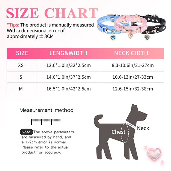 SPARKLING collar decorated with sparkling love，adjustable and durable.