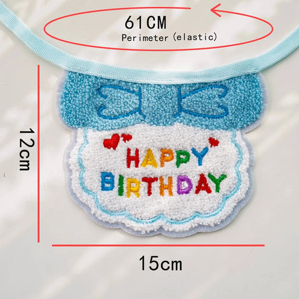 1pc Pet Bib Cats Dogs Burp Cloth Birthday Embroidery Cute Colorful Pets Supplies Bandana Party Clothing Dress Accessories TMZ