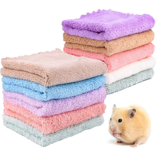 2Pcs Rabbits Soft Blankets Guinea Pig Hamster Fleece Cage Liners Small Pets Items Bedding Mat Bathe Towels Hamster Accessories