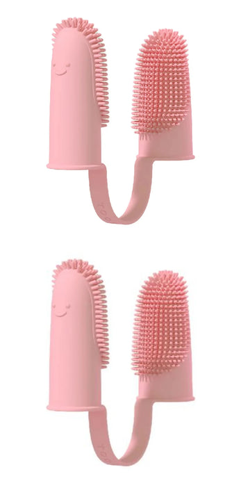 2pcs Dog Super Soft Double Finger Toothbrush Pet Teeth Clean Breath Care TPR Tooth Brush Clean Tool Dog Toothbrush Accessories