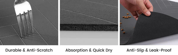 Feeding Mat-Absorbent Pet mat for Food and Water Bowl, with Waterproof Rubber Backing, Quick Dry