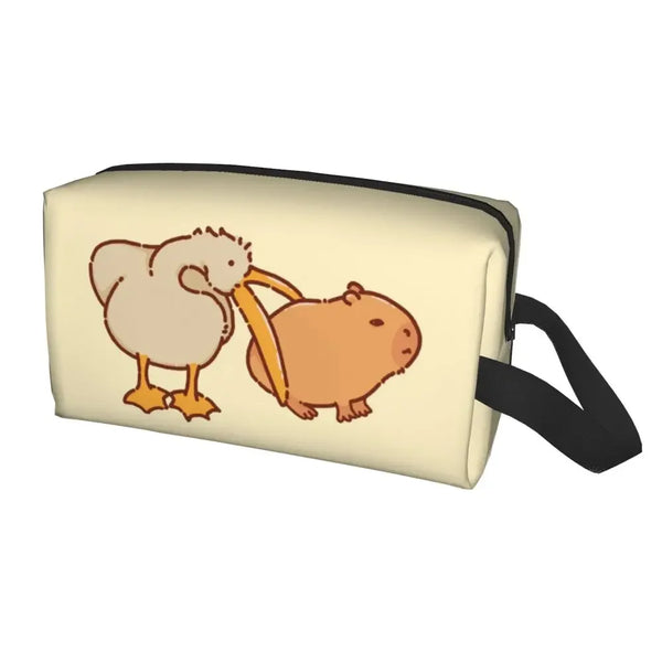 Custom Capybaras In Green Pet Travel Cosmetic Bag Women Capybara Makeup Toiletry Organizer Lady Beauty Storage Dopp Kit