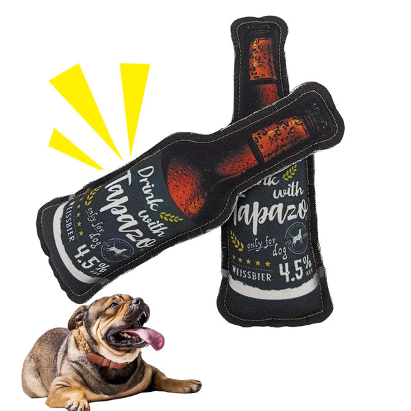 Tapazo drink Plush Dog Toys Featuring Tapazo Weissbire Beer Bottle With Squeaky Sound Chew Interactive Toy