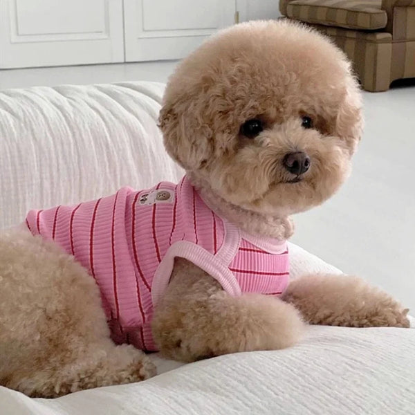 Cute Pet Vest Striped Dog Clothes Comfortable Dog Vest Breathable Puppy Shirt Summer Cat Vest Pet Pullover Bulldog Dog T-Shirt