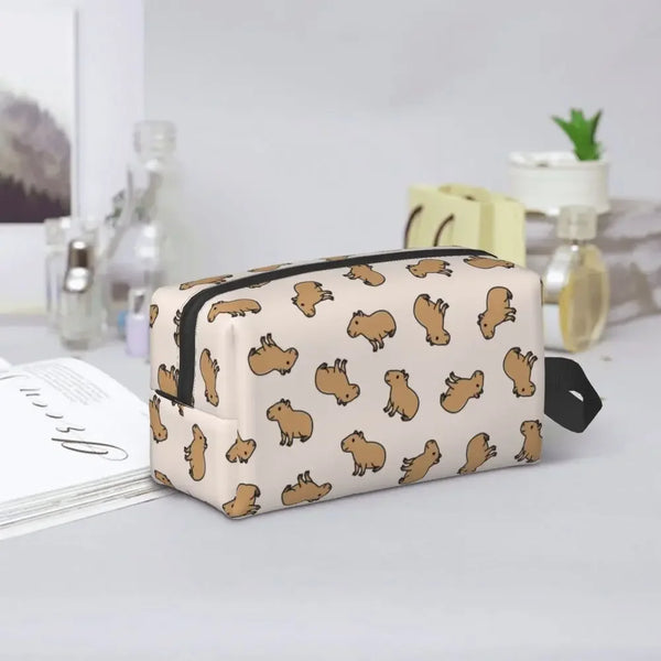 Custom Capybaras In Green Pet Travel Cosmetic Bag Women Capybara Makeup Toiletry Organizer Lady Beauty Storage Dopp Kit