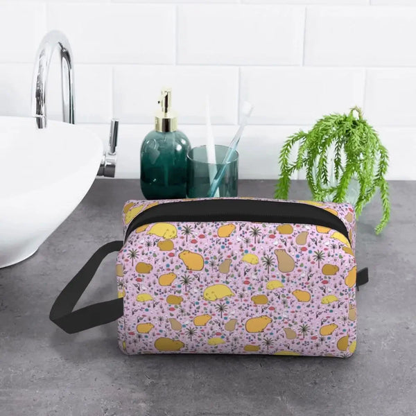 Custom Capybaras In Green Pet Travel Cosmetic Bag Women Capybara Makeup Toiletry Organizer Lady Beauty Storage Dopp Kit