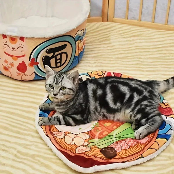Noodle-Shaped Fleece-Lined Pet Bed Warm Breathable Detachable Round Cat Nest Flip Cover Four Seasons Universal Dog Kennel