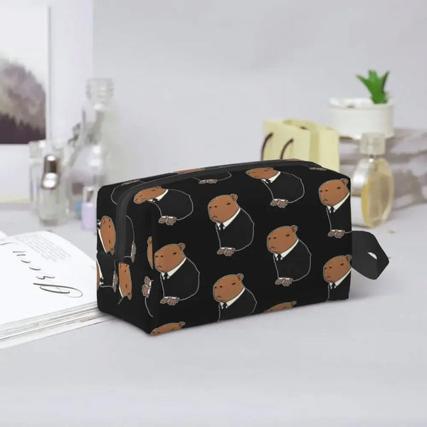 Custom Capybaras In Green Pet Travel Cosmetic Bag Women Capybara Makeup Toiletry Organizer Lady Beauty Storage Dopp Kit