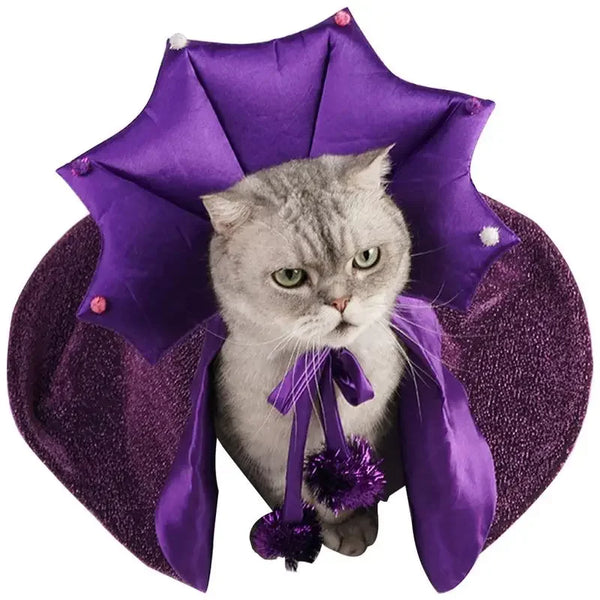 Pet Halloween Costume Wizard or Witch Costume Cloak Witch Hat Halloween For S/M Cats or Dogs