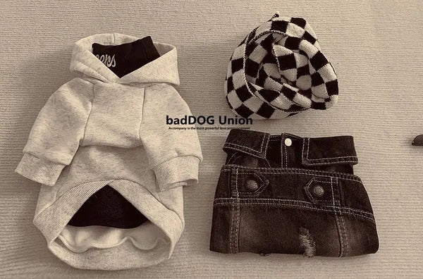 Letter Hoodie Pet Clothing Dogs Fashion Cotton Dog Clothes Costume Small French Bulldog Print Spring Autumn Gary Boy Mascotas