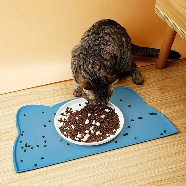 1pc Waterproof Silicone Pet Food Mat - Non-Slip Easy To Clean Perfect For Dogs And Cats