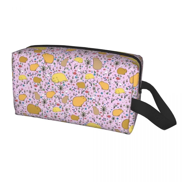 Custom Capybaras In Green Pet Travel Cosmetic Bag Women Capybara Makeup Toiletry Organizer Lady Beauty Storage Dopp Kit