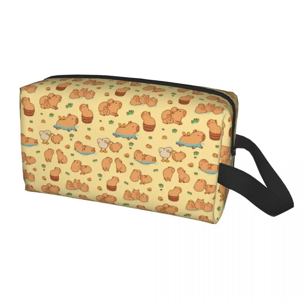 Custom Capybaras In Green Pet Travel Cosmetic Bag Women Capybara Makeup Toiletry Organizer Lady Beauty Storage Dopp Kit
