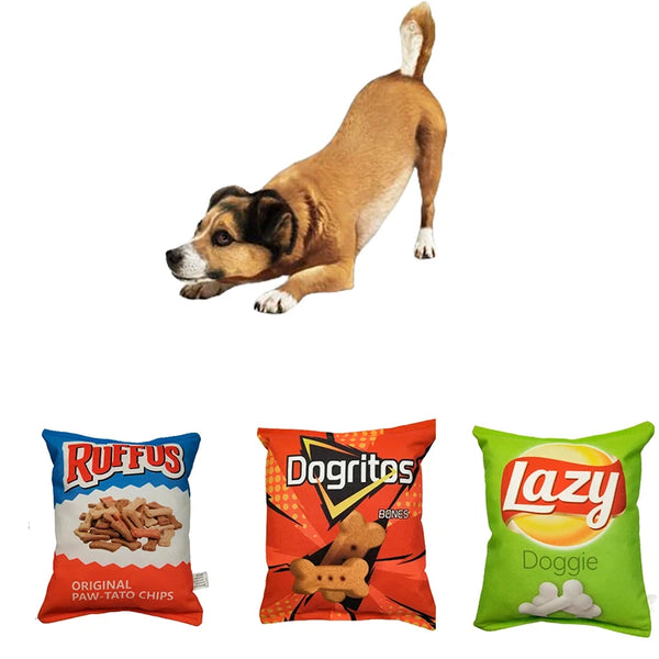CHIPS Plush Filled Pets Squeaky Chew Bite-resistant Sounding Paper Toys Small Medium Pets Supplies Accessories