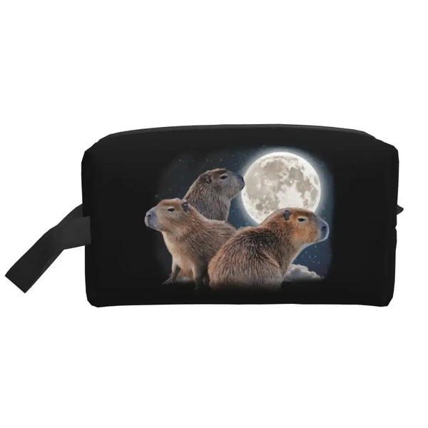 Custom Capybaras In Green Pet Travel Cosmetic Bag Women Capybara Makeup Toiletry Organizer Lady Beauty Storage Dopp Kit
