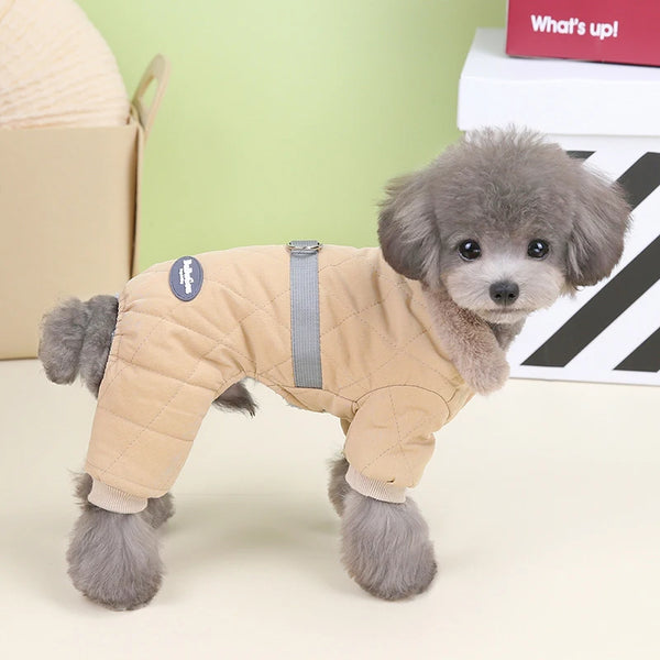 Fur Collar Dog Overalls with D Ring Winter Dog Clothes for Small Dogs Puppy Jumpsuit Chihuahua Jacket Poodle Costumes Pet Coats