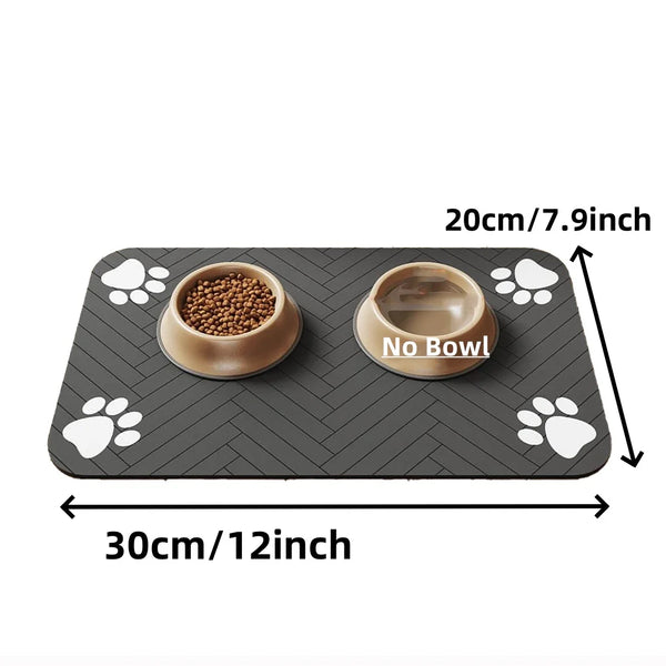 Feeding Mat-Absorbent Pet mat for Food and Water Bowl, with Waterproof Rubber Backing, Quick Dry