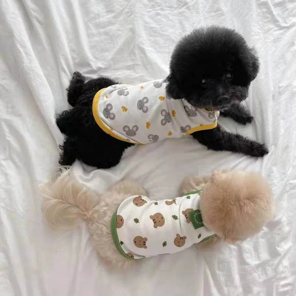 Cartoon Korean Style Dog Clothes Puppy Yorkshire Chihuahua Vest T-shirt Pets Cat Costume Supplies Small Dogs Gift Thin and light