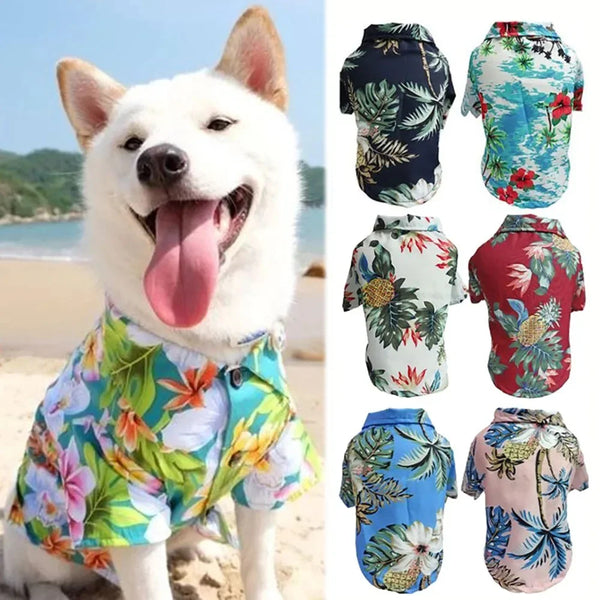 Hawaiian Floral Style pet Clothes Fashion Casual Summer Beach T-Shirts