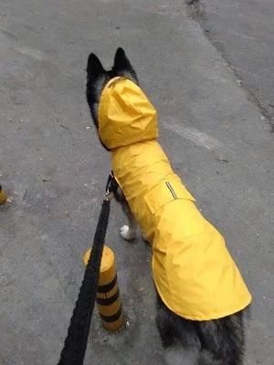 Reflective Dog Raincoat for Large Breeds, Waterproof Windproof Hooded Pet Poncho with Adjustable Straps, High Visibility