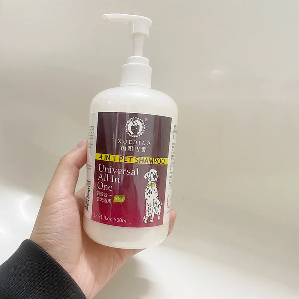 Pet Shampoo and Conditioner All Natural 4 in1 Dog Shampoo Body Wash for Puppy dog Shower Gel Pet Friendly Formula 17oz