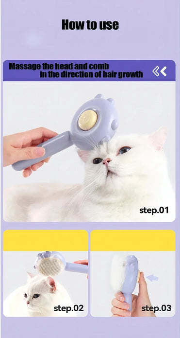 Three Colors Pet Comb One-Key Hair Removal Cleaning Brush Magic Massage Grooming The Cat Hair Brush Is Easy To Carry And Clean