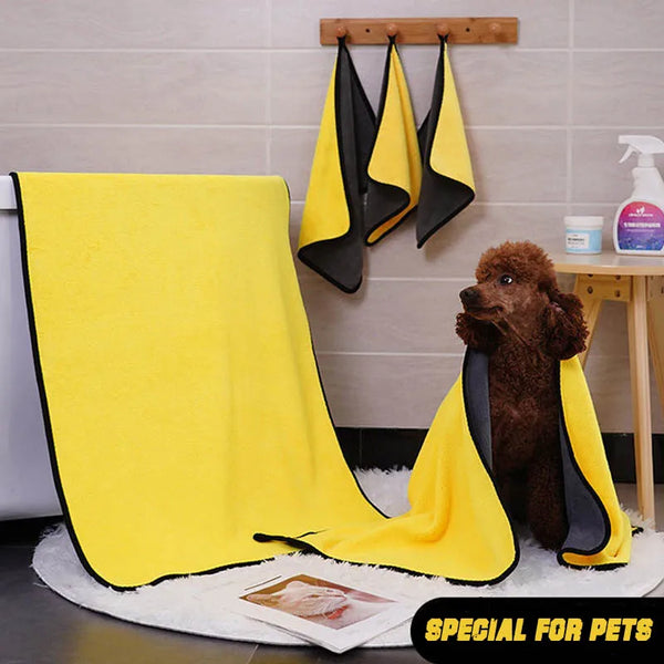 Soft Coral Fleece Pet Towel Puppy Cat Bath Absorbent Quick-Drying Bath Towels Thickened Double-Sided Cleaning Towel Pet Supplies