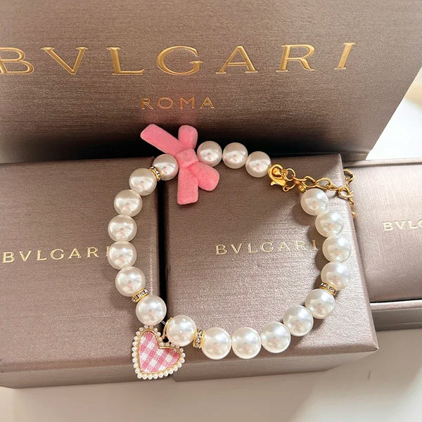MPK New Series Cat Collar Pearl Vintage Love Crystal Pendant Diamond Neck Ornament Cute Accessories Also Suitable For Dog