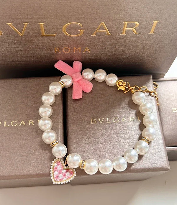 MPK New Series Cat Collar Pearl Vintage Love Crystal Pendant Diamond Neck Ornament Cute Accessories Also Suitable For Dog