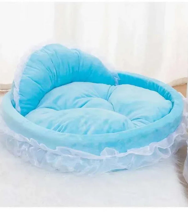 Bow Lace Pet Bed  Romantic Detachable Oval Princess Pet Bed Dog Soft Sofa Nest Pet Wedding Furniture 1pc