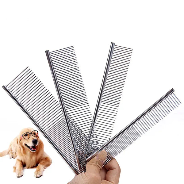Pet Hair Removal Comb Stainless Steel Pet Grooming Comb Gently Removes Loose Knotted Hair Dog Cat Cleaning Beauty Supplies