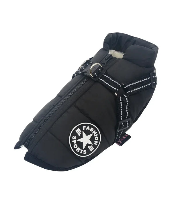 Pet Dog Jacket With Harness Winter Warm Dog Clothes For Labrador Waterproof Small Dog Coat Chihuahua French Bulldog Outfits