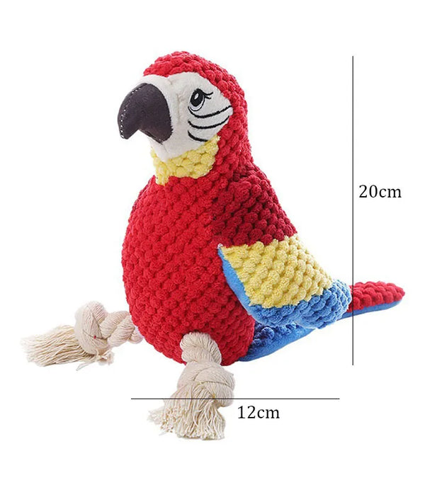 Plush Dog Toys Interactive Squeaky Durable Stuffed Cotton Rope Pet Puppy Toys Teeth Cleaning Embroidery Parrot Pet Supplies