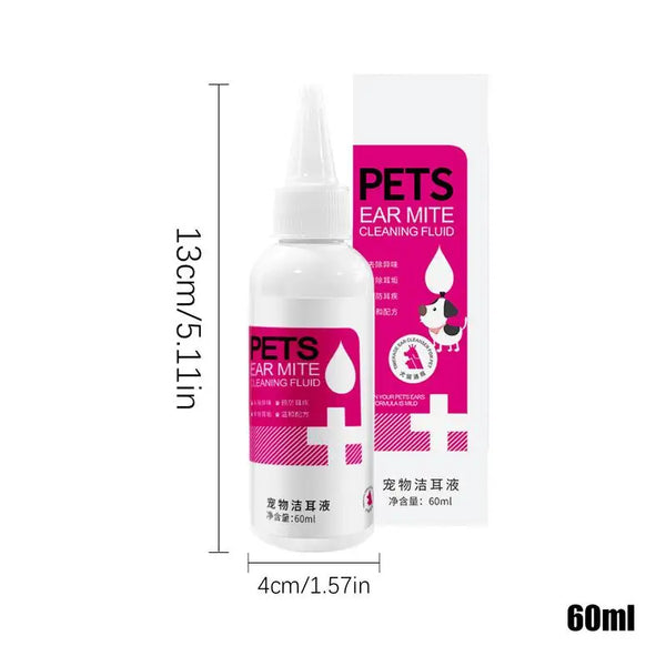 Cat Dog Ear Cleaner 60ml Cleaning Dog Cat Ear Liquid Natural Home And Travel Use Daily Pet Skin Care Ear Stain Removal Liquid