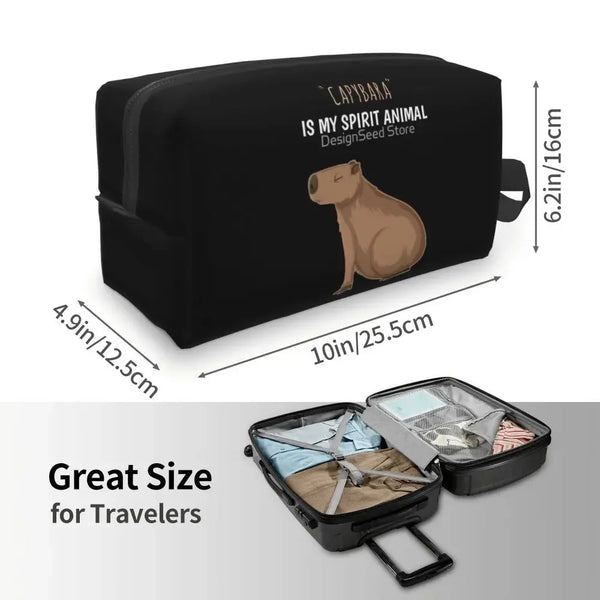 Custom Capybaras In Green Pet Travel Cosmetic Bag Women Capybara Makeup Toiletry Organizer Lady Beauty Storage Dopp Kit
