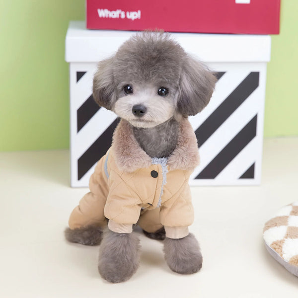 Fur Collar Dog Overalls with D Ring Winter Dog Clothes for Small Dogs Puppy Jumpsuit Chihuahua Jacket Poodle Costumes Pet Coats