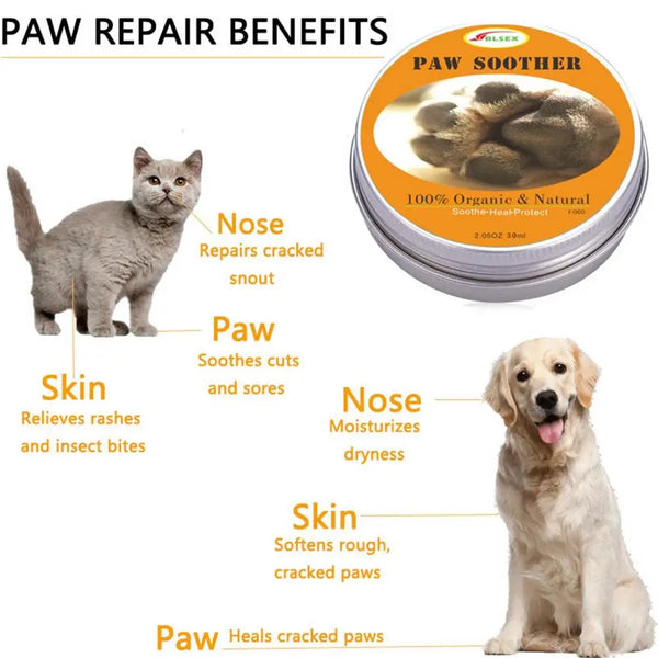 30g Pet Paw Balm Natural Skin Healing Balm Paw Soother Moisturising Cream for Repairing Dry and Cracked Skin Dog Cat Skin Care