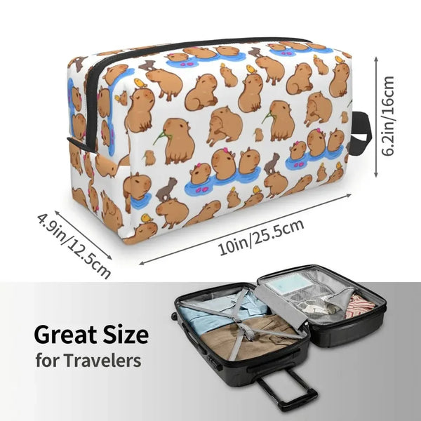 Custom Capybaras In Green Pet Travel Cosmetic Bag Women Capybara Makeup Toiletry Organizer Lady Beauty Storage Dopp Kit