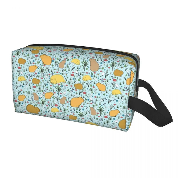 Custom Capybaras In Green Pet Travel Cosmetic Bag Women Capybara Makeup Toiletry Organizer Lady Beauty Storage Dopp Kit