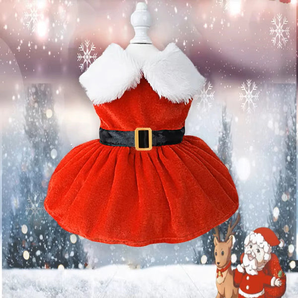 Pet Holiday Party Dress Red Princess Skirt Costume