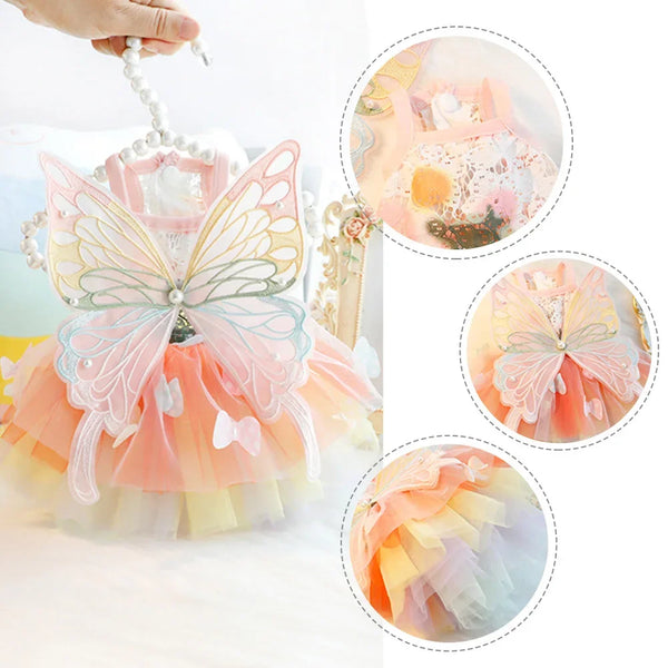 BUTTERFLY. Princess Dress Clothes Puppy Summer Sweet Mesh Dress