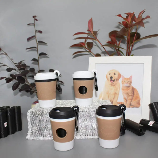 COFFEE Portable Dog Poop Bag Holder Trash Bags Dispenser Coffee Cup-shaped