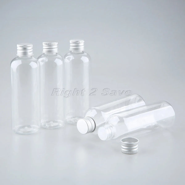 5PCS 30ML/50ML/100ML Plastic Bottle with Aluminum Screw Cap Plug Cosmetic Container Travel Kits Portable PET Lotion Cream Tube