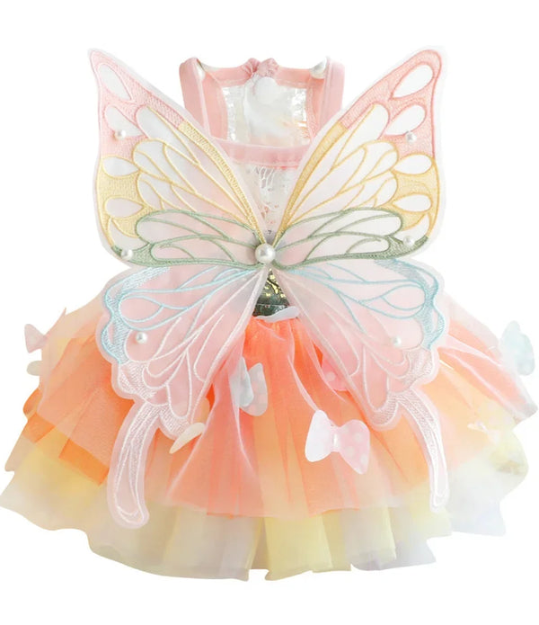BUTTERFLY. Princess Dress Clothes Puppy Summer Sweet Mesh Dress
