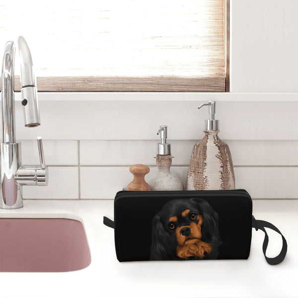 Custom Travel Cavalier King Charles Spaniel Toiletry Bag Portable Pet Dog Makeup Cosmetic Organizer for Women Storage Dopp Kit